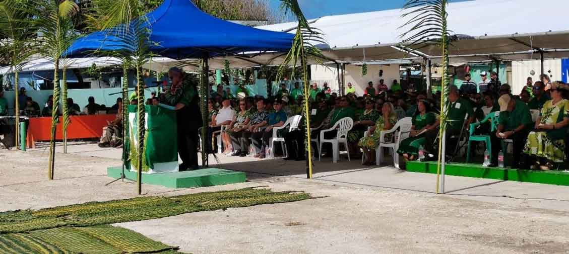 Speaker talking during opening ceremony of Kwajelein Day